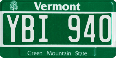 VT license plate YBI940