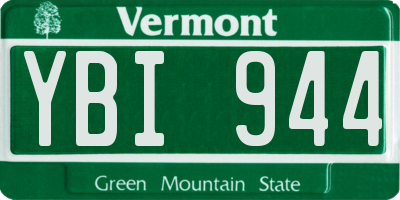 VT license plate YBI944