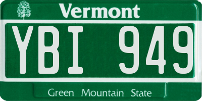 VT license plate YBI949