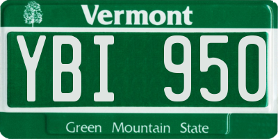 VT license plate YBI950