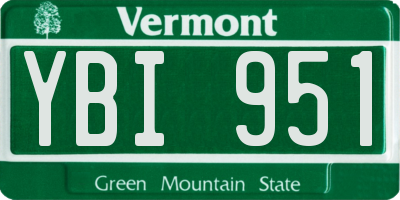 VT license plate YBI951