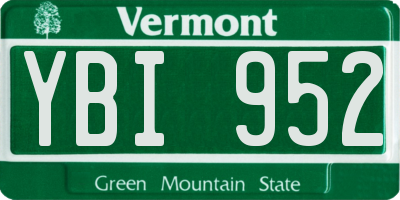 VT license plate YBI952