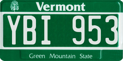 VT license plate YBI953