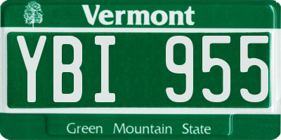 VT license plate YBI955
