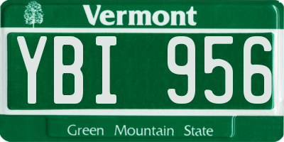 VT license plate YBI956