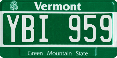 VT license plate YBI959