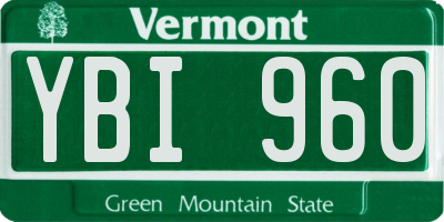 VT license plate YBI960