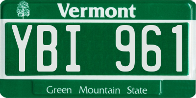 VT license plate YBI961