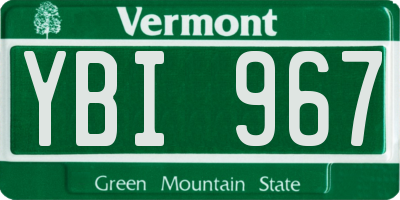 VT license plate YBI967