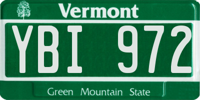 VT license plate YBI972