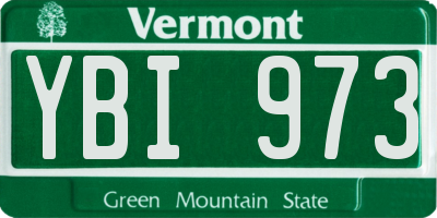 VT license plate YBI973