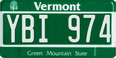 VT license plate YBI974