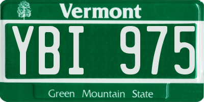 VT license plate YBI975