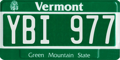 VT license plate YBI977