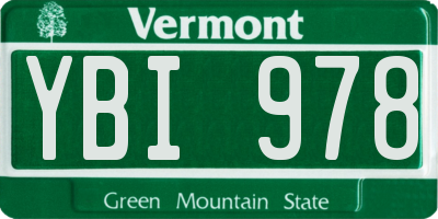 VT license plate YBI978