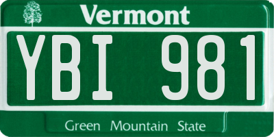 VT license plate YBI981