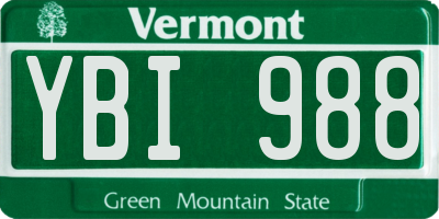 VT license plate YBI988