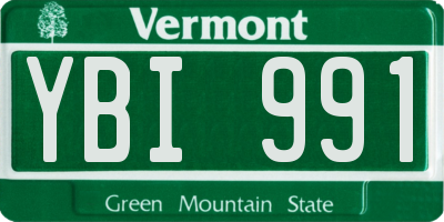 VT license plate YBI991