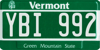 VT license plate YBI992