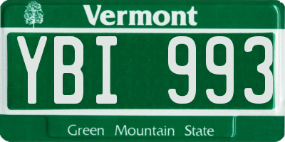 VT license plate YBI993