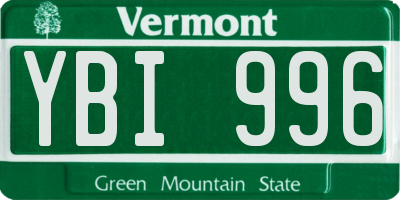 VT license plate YBI996