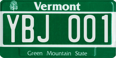 VT license plate YBJ001