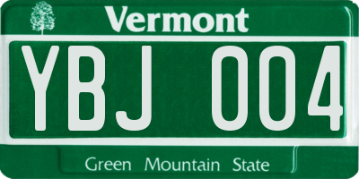 VT license plate YBJ004