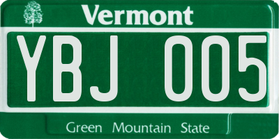 VT license plate YBJ005
