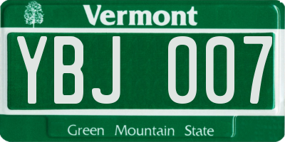VT license plate YBJ007