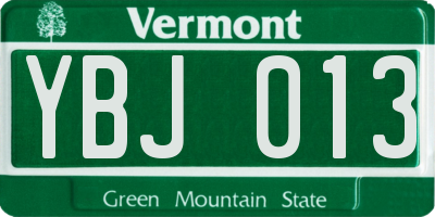VT license plate YBJ013