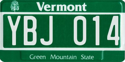 VT license plate YBJ014