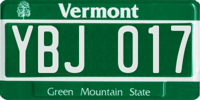 VT license plate YBJ017