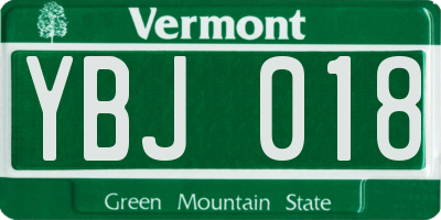 VT license plate YBJ018