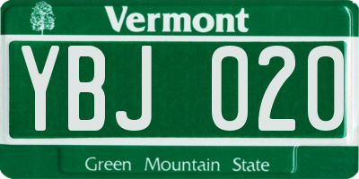 VT license plate YBJ020