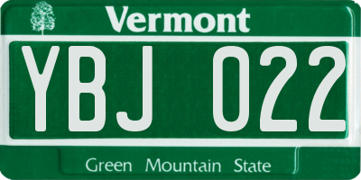 VT license plate YBJ022