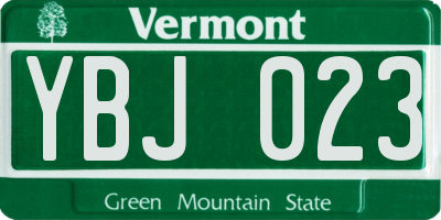 VT license plate YBJ023