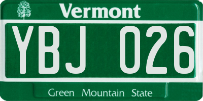 VT license plate YBJ026