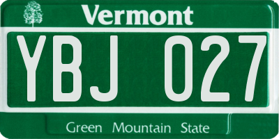 VT license plate YBJ027