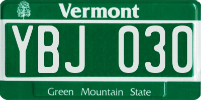 VT license plate YBJ030