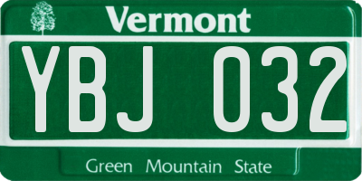 VT license plate YBJ032