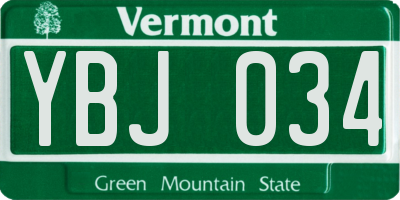 VT license plate YBJ034