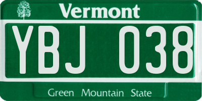 VT license plate YBJ038
