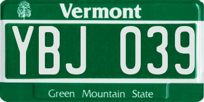 VT license plate YBJ039