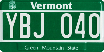 VT license plate YBJ040