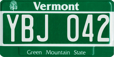 VT license plate YBJ042