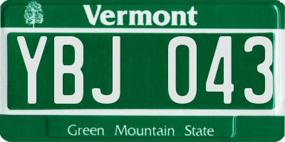 VT license plate YBJ043