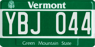 VT license plate YBJ044