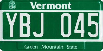 VT license plate YBJ045