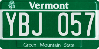 VT license plate YBJ057