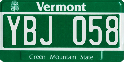 VT license plate YBJ058